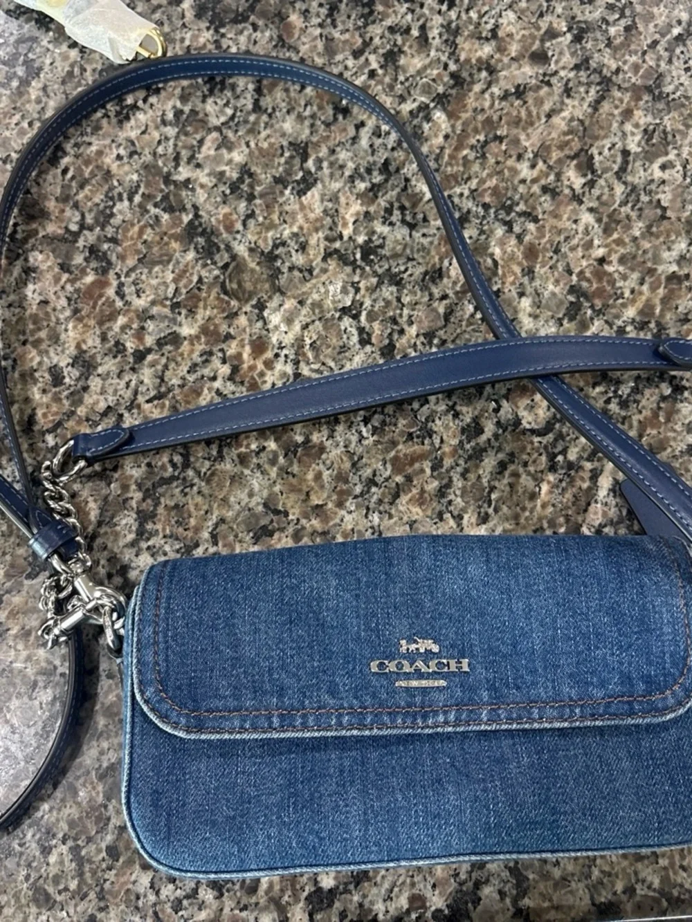 Coach Blue Denim Crossbody with Leather Strap